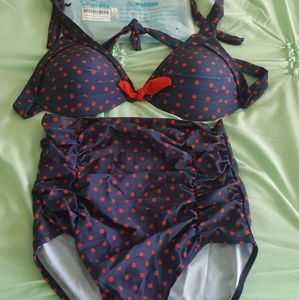 High wasited vintage two piece swim suit